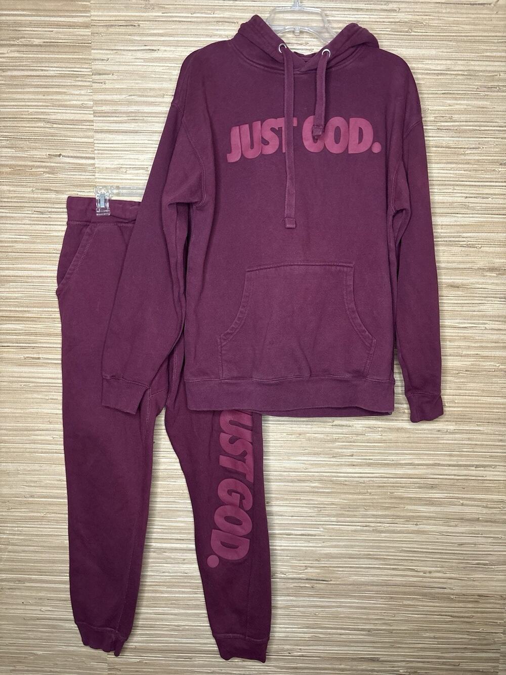 God Is Dope Just God Unisex Hoodie Set 30” Inseam Burgundy Sz L